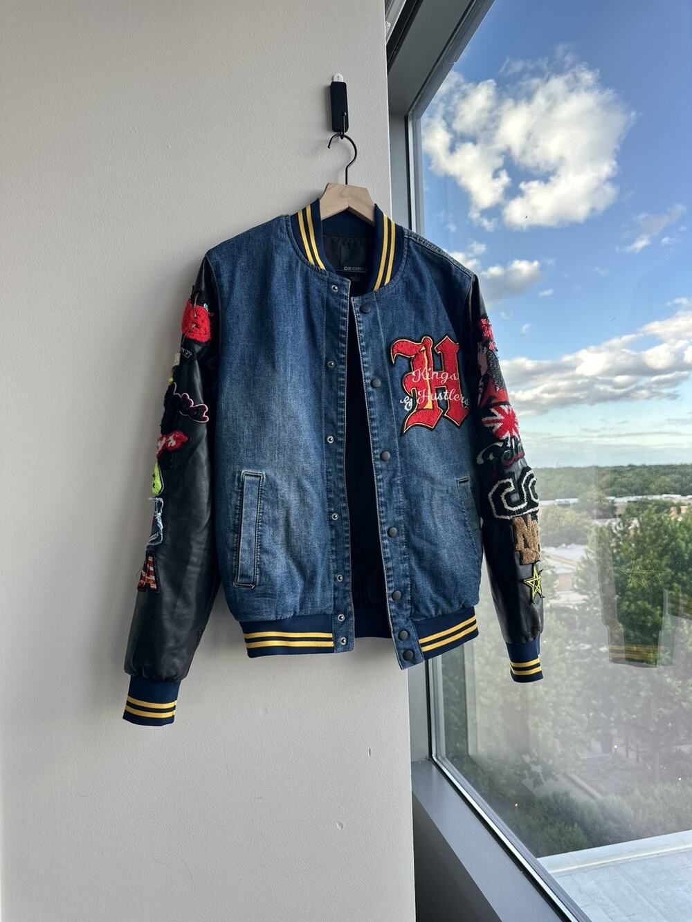 Decibel Varsity Hustler Denim Jacket Men's Size S